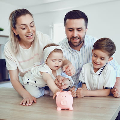 Stock Photo of Family Saving